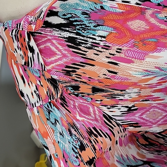 Pleione Button Down Long Sleeve Colorful Blouse Pink Blue - Picture 6 of 8